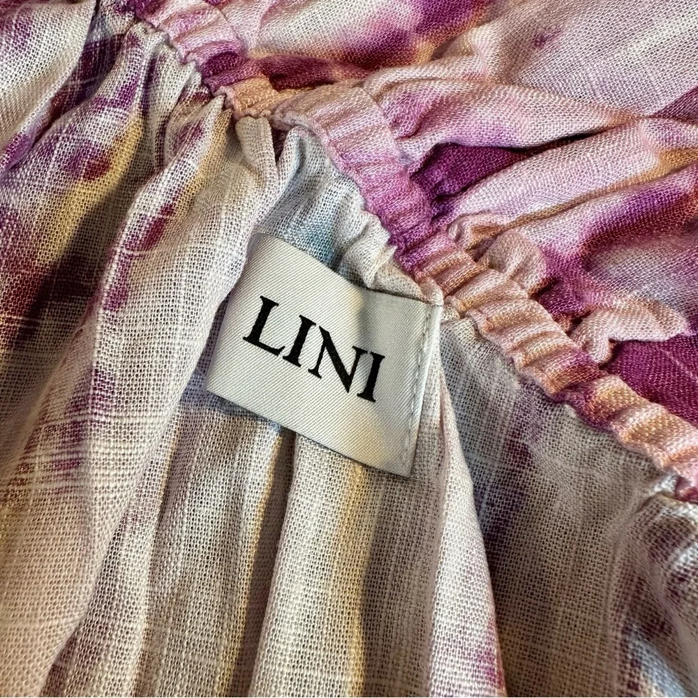 NWT LINI ‘Remi’ Ruffled Tie Dye Mini Dress in “Lavender & White” Size Small - Picture 3 of 15